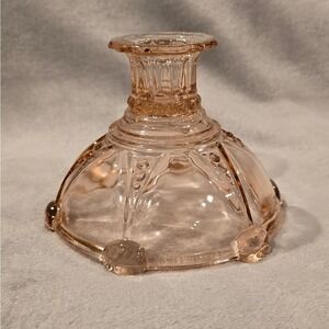 Vintage Anchor Hocking Oyster and Pearl ‎ Pink Depression Candlestick Holder